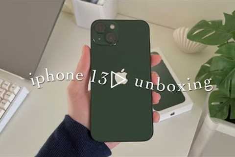 🌿 iphone 13 green (256gb) aesthetic unboxing & accessories