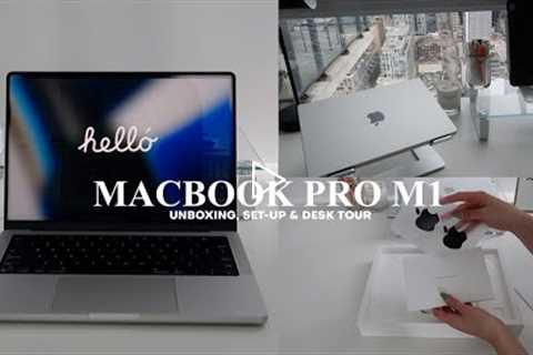 Macbook pro 14 2022 M1 unboxing | set-up & desk tour