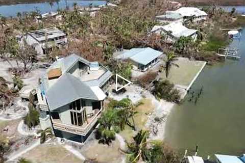 Blind Pass, north Sanibel and south Captiva  Hurricane Ian damage drone 4k