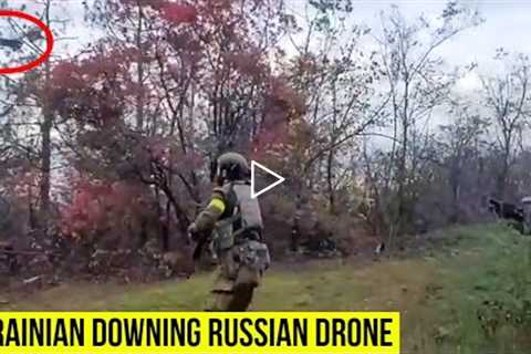 Rare footage of Ukrainian troops downing a Russian DJI Mavicpro drone using EDM4S Anti-Drone gun.