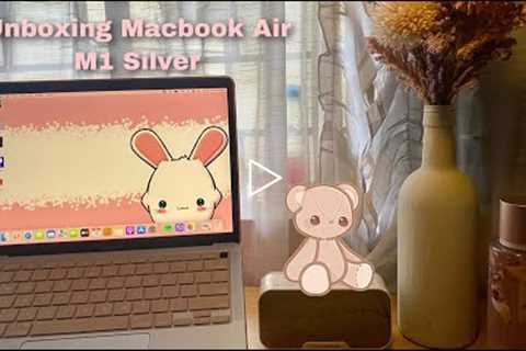MacBook Air M1 Silver Unboxing - 2022 + Pink Accessories
