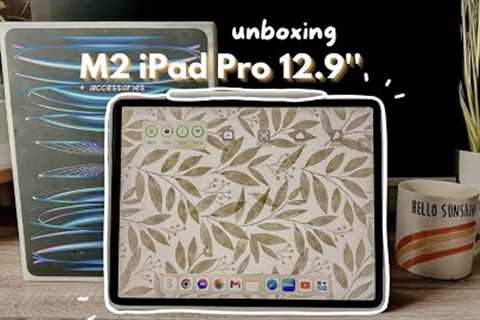 M2 iPad Pro 12.9 + Apple Pencil 2 🍎 aesthetic + ASMR UNBOXING 🌼