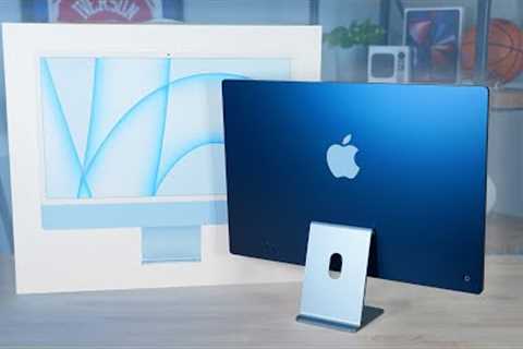 Unboxing the APPLE M1 iMAC $1299 Base Model in Blue! Is the BASE Model Worth It?!