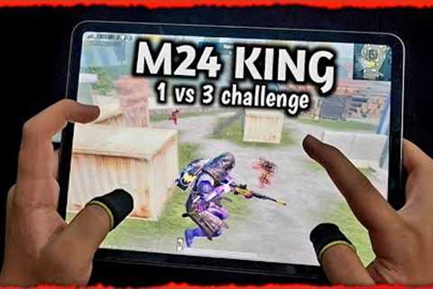 M24 KING | JOINING RANDOM 1 VS 3 CHALLENGE | IPAD PRO 4-FINGERS CLAW PUBG HANDCAM