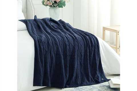 Yara Cable Knit Throw Navy for $34