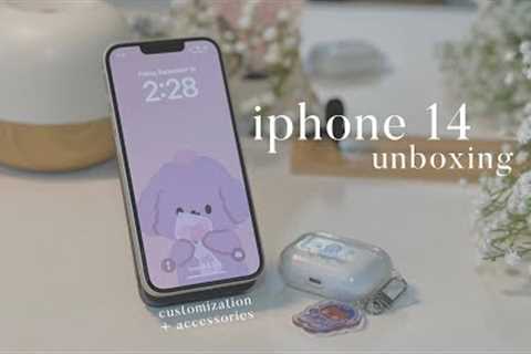 iphone 14 unboxing (Starlight) 2022  || new accessories + customization 🐻