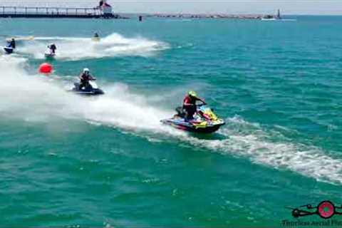 Race 4 Closed Course Jet Skis Michigan City July 9 Drone Footage 4K P1 AquaX Great Lakes Watercross