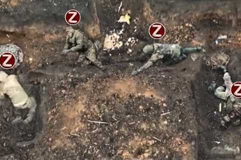 Horrible footage!! Ukrainian drones knockout and repel Russian soldiers in trenches near Bakhmut