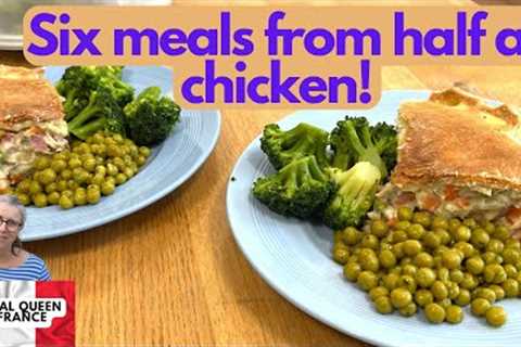 Six meals from half a chicken! #frugality #extremefrugality #savemoney #frugalfood #chicken #six