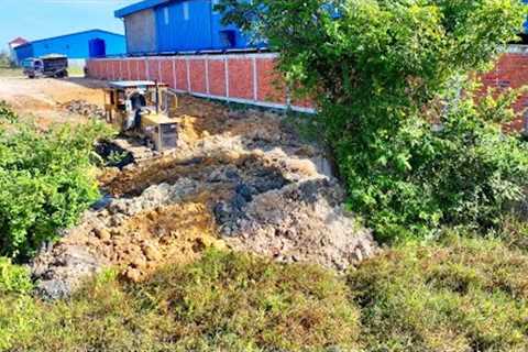 Aerial View Of Fast-Moving Caterpillar Komatsu Bulldozers To Fill Vast Mining Plains