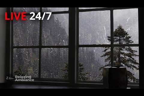 🔴Rain Sound On Window with Thunder SoundsㅣHeavy Rain for Sleep, Study and Relaxation, Meditation