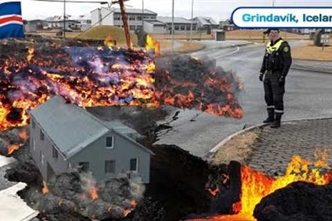 Houses destroyed by fire after lava flow entering Grindavik now | Update Volcano in Iceland erupting