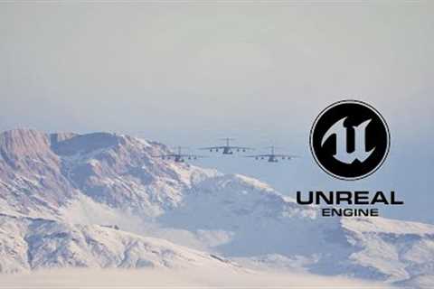 Unreal Engine 5 real-time rendering|Simulate aerial photography of Y20 Transport aircraft flight