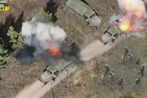 Ukrainian FPV Drones Launch Merciless Attack on Convoys Russian Trucks Carrying 600 Soldiers In it