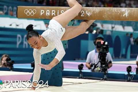 Suni Lee fights through adversity on beam routine at Paris Olympics | NBC Sports