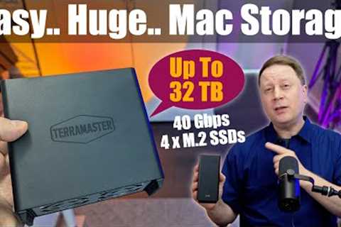 External Mac Storage with 4 x M.2 NVMe SSDs and 40 Gbps - up to 32TB Easy  - TerraMaster D4 SSD
